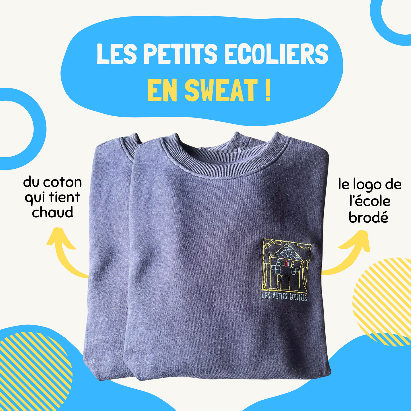 x2 Sweat shirt col rond - Les petits écoliers