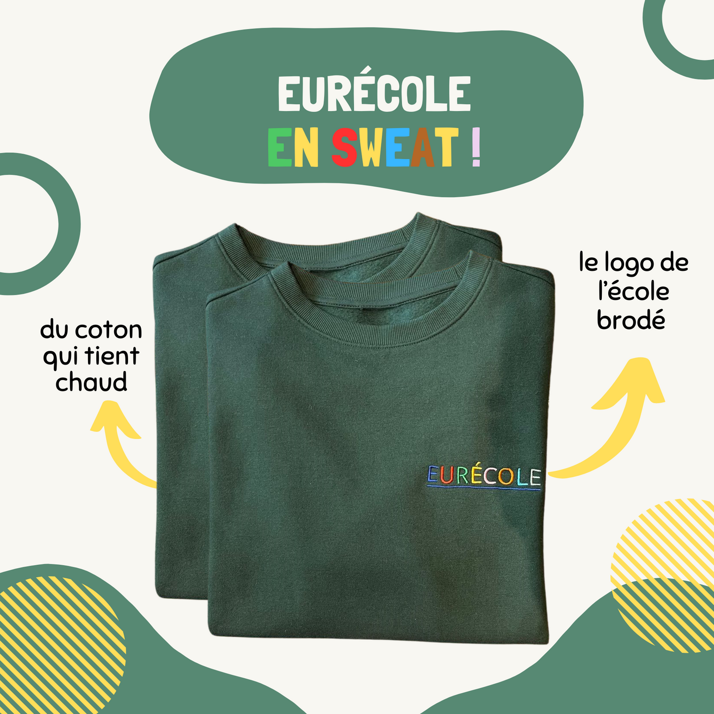 x2 Sweat shirt col rond - Eurécole